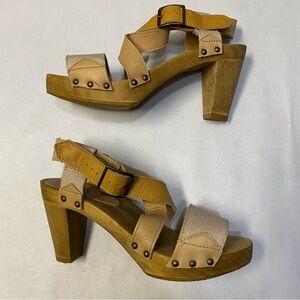 Sanita Women’s Original Danish Clogs Platform Heels Size US 8 Wood Heel Neutral